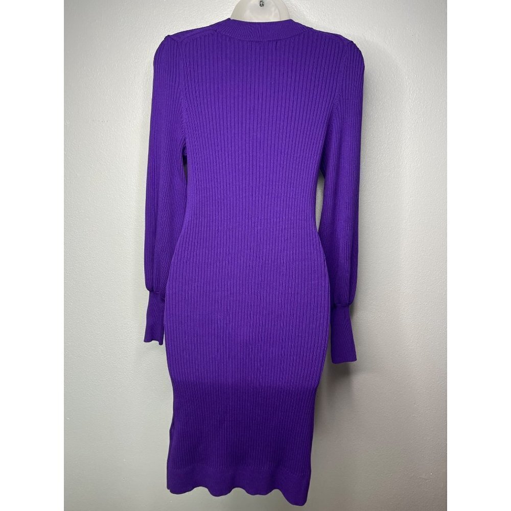 Banana Republic Ribbed Bodycon Long Sleeve Dress SZ XS Purple Stretch - Picture 3 of 12